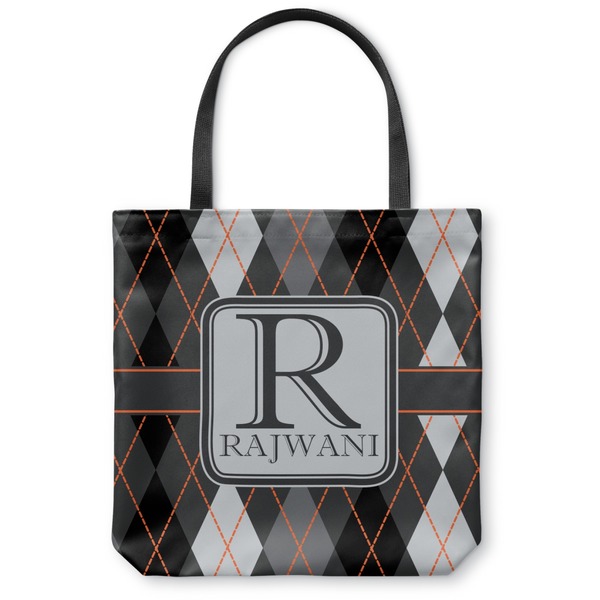 Custom Modern Chic Argyle Canvas Tote Bag - Large - 18"x18" (Personalized)