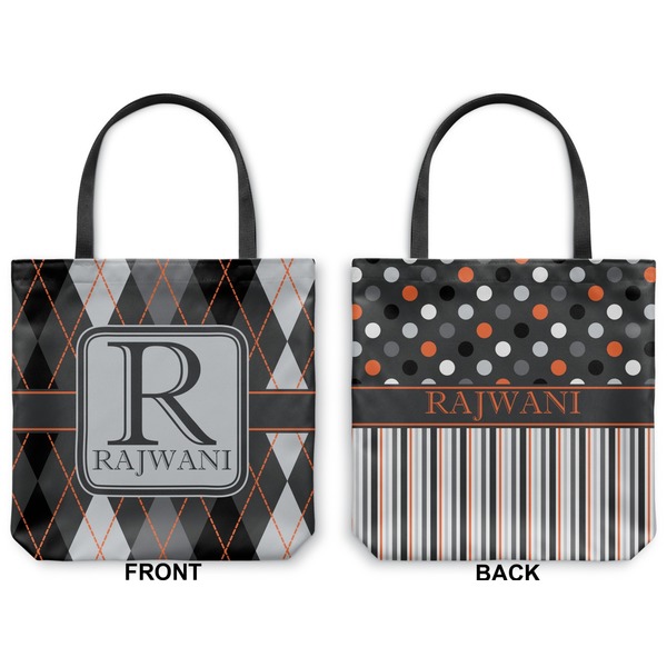 Modern Chic Argyle Canvas Tote - Front and Back