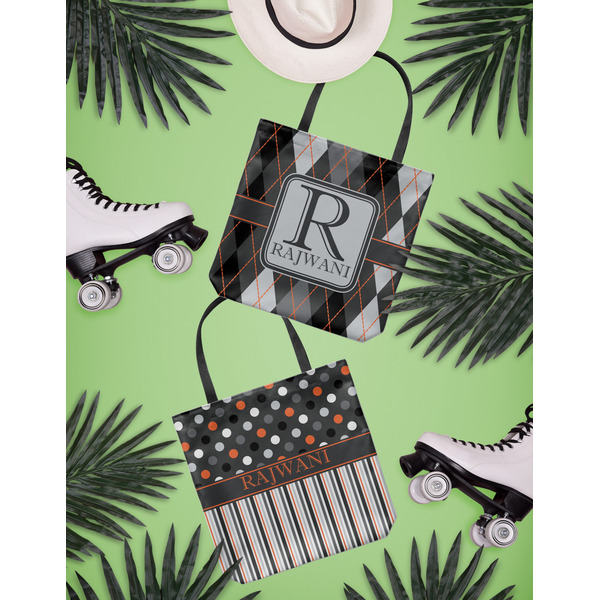 Modern Chic Argyle Canvas Tote Lifestyle Front and Back