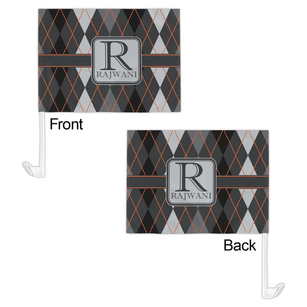 Modern Chic Argyle Car Flag - 11" x 8" - Front & Back View