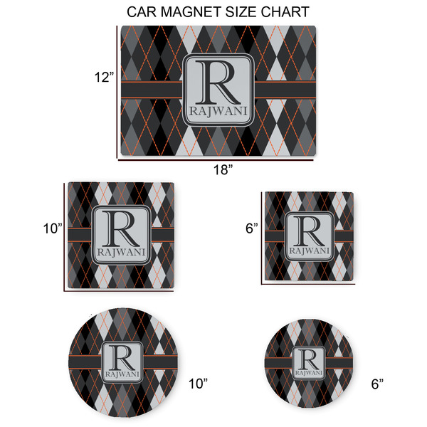 Modern Chic Argyle Car Magnets - SIZE CHART