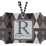 Modern Chic Argyle Rear View Mirror Ornament (Personalized)