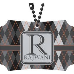 Modern Chic Argyle Rear View Mirror Ornament (Personalized)
