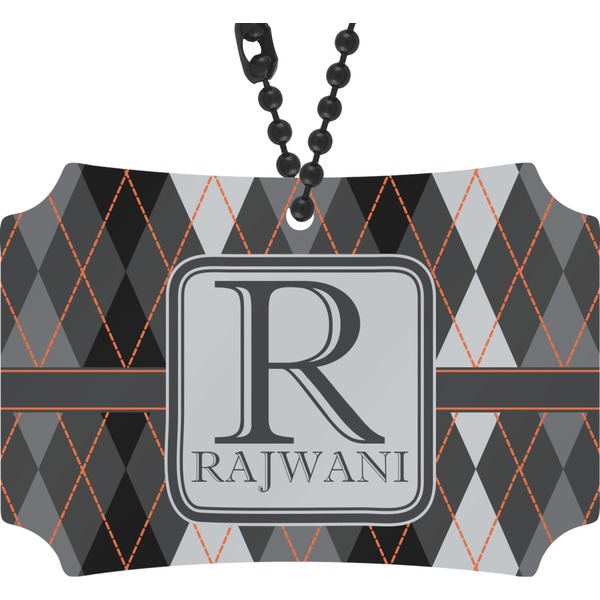 Custom Modern Chic Argyle Rear View Mirror Ornament (Personalized)