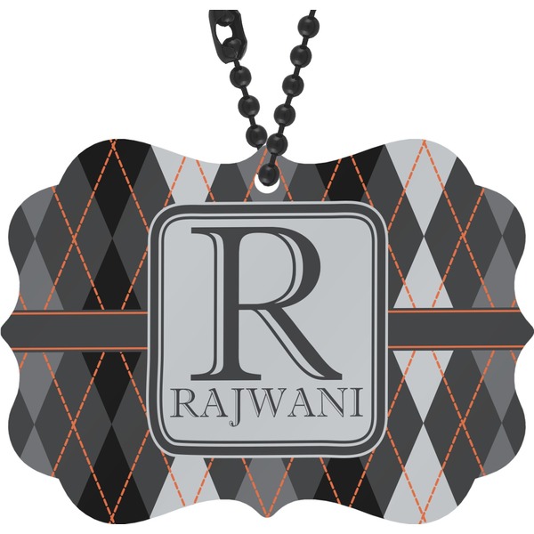 Custom Modern Chic Argyle Rear View Mirror Charm (Personalized)