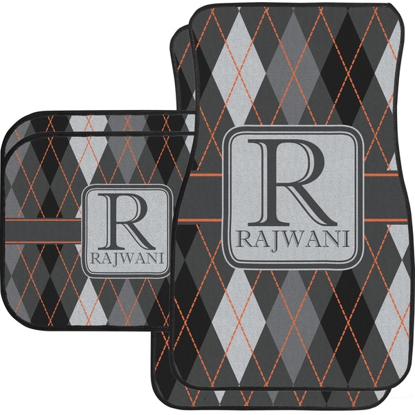 Custom Modern Chic Argyle Car Floor Mats Set - 2 Front & 2 Back (Personalized)
