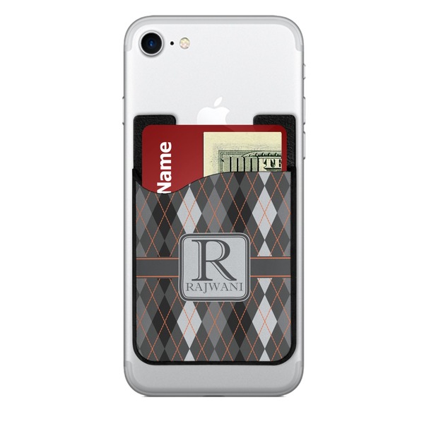 Custom Modern Chic Argyle 2-in-1 Cell Phone Credit Card Holder & Screen Cleaner (Personalized)