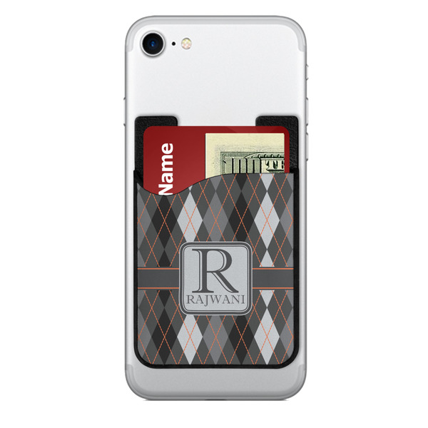 Custom Modern Chic Argyle 2-in-1 Cell Phone Credit Card Holder & Screen Cleaner (Personalized)