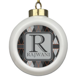 Modern Chic Argyle Ceramic Ball Ornament (Personalized)