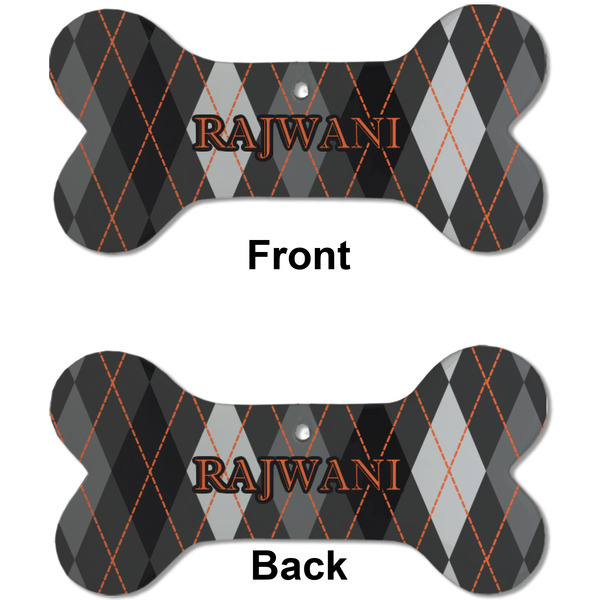 Modern Chic Argyle Ceramic Flat Ornament - Bone Front & Back (APPROVAL)