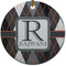 Modern Chic Argyle Round Ceramic Ornament w/ Name and Initial