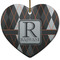 Modern Chic Argyle Ceramic Flat Ornament - Heart (Front)