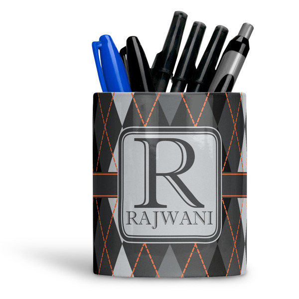 Custom Modern Chic Argyle Ceramic Pen Holder