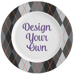 Modern Chic Argyle Ceramic Dinner Plates (Set of 4) (Personalized)