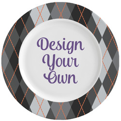 Modern Chic Argyle Ceramic Dinner Plates (Set of 4) (Personalized)