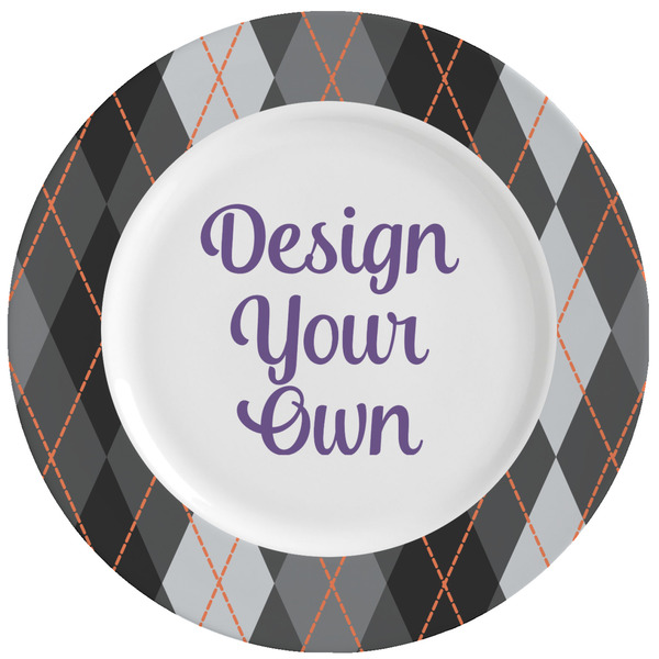 Custom Modern Chic Argyle Ceramic Dinner Plates (Set of 4) (Personalized)