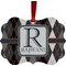 Modern Chic Argyle Metal Frame Ornament - Double Sided w/ Name and Initial