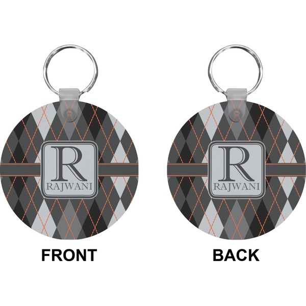 Modern Chic Argyle Circle Keychain (Front + Back)