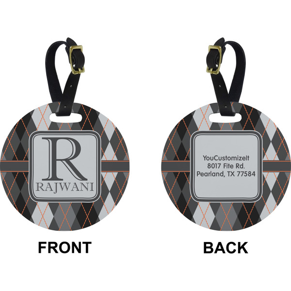 Modern Chic Argyle Circle Luggage Tag (Front + Back)