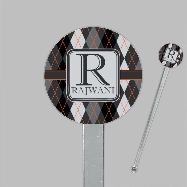 Modern Chic Argyle Clear Plastic 7" Stir Stick - Round - Closeup