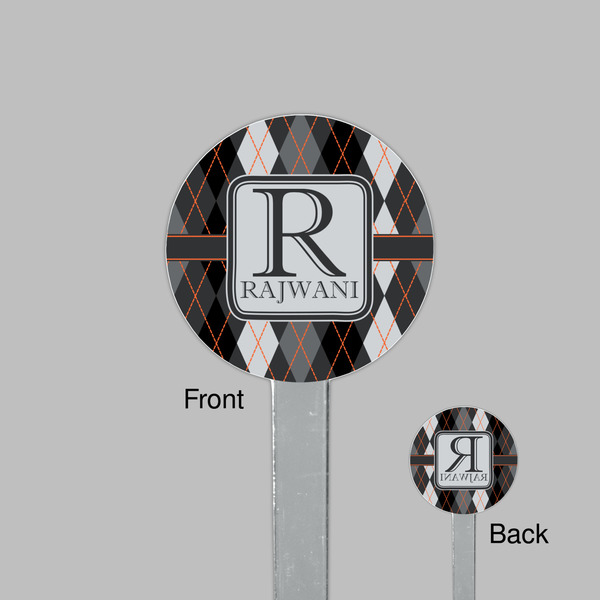Modern Chic Argyle Clear Plastic 7" Stir Stick - Round - Front & Back