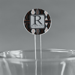 Modern Chic Argyle 5.5" Round Plastic Stir Sticks - Clear (Personalized)