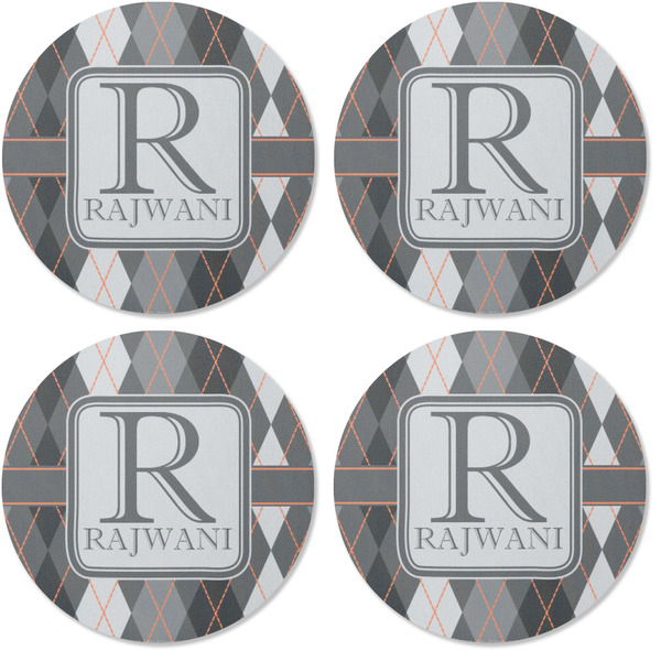 Modern Chic Argyle Coaster Round Rubber Back - Apvl