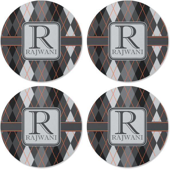 Modern Chic Argyle Coaster Round Rubber Back - Apvl
