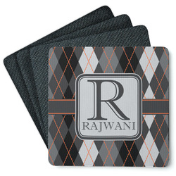 Modern Chic Argyle Square Rubber Backed Coasters - Set of 4 (Personalized)