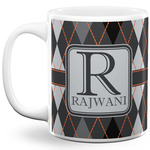 Modern Chic Argyle 11 Oz Coffee Mug - White (Personalized)