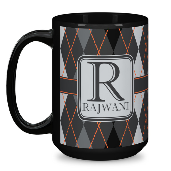 Modern Chic Argyle Coffee Mug - 15 oz - Black