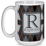Modern Chic Argyle 15 Oz Coffee Mug - White (Personalized)