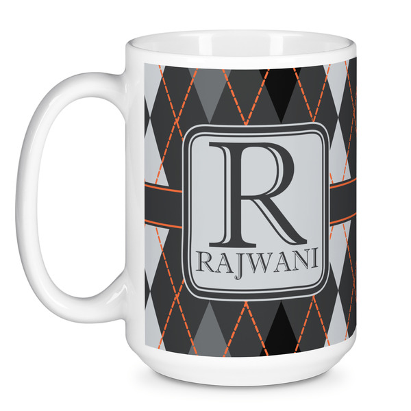 Modern Chic Argyle Coffee Mug - 15 oz - White