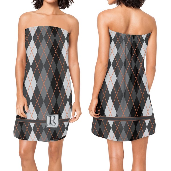 Modern Chic Argyle Custom Bath Wrap - Front & Back View