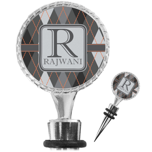 Custom Modern Chic Argyle Wine Bottle Stopper (Personalized)