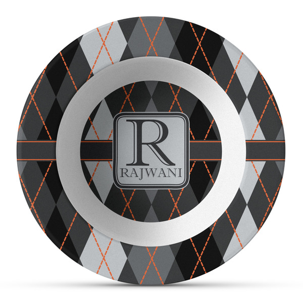 Custom Modern Chic Argyle Plastic Bowl - Microwave Safe - Composite Polymer (Personalized)