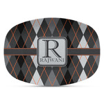 Modern Chic Argyle Plastic Platter - Microwave & Oven Safe Composite Polymer (Personalized)