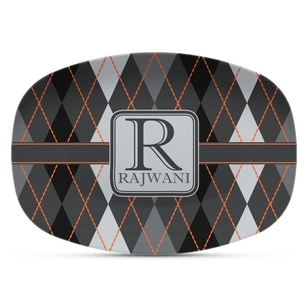 Custom Modern Chic Argyle Plastic Platter - Microwave & Oven Safe Composite Polymer (Personalized)