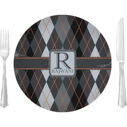 Modern Chic Argyle Glass Lunch / Dinner Plate 10" (Personalized)