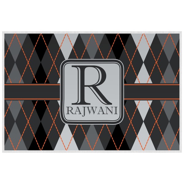 Custom Modern Chic Argyle Laminated Placemat w/ Name and Initial