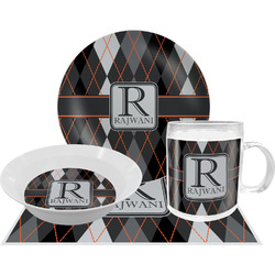 Modern Chic Argyle Dinner Set - Single 4 Pc Setting w/ Name and Initial