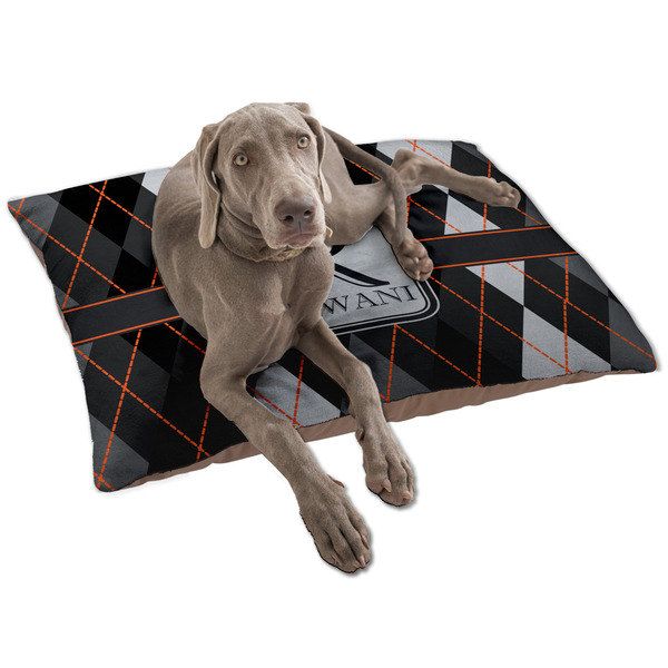 Custom Modern Chic Argyle Dog Bed - Large w/ Name and Initial