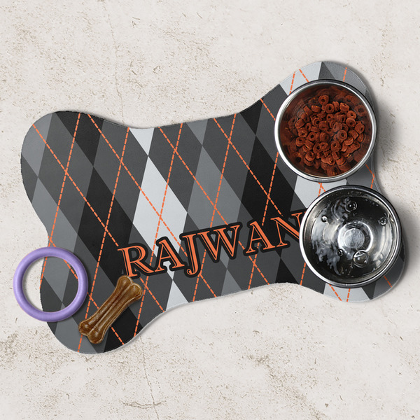 Modern Chic Argyle Dog Bone Shaped Mat Lifestyle