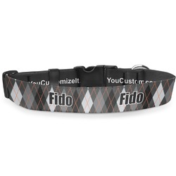 Modern Chic Argyle Deluxe Dog Collar - Double Extra Large (20.5" to 35") (Personalized)
