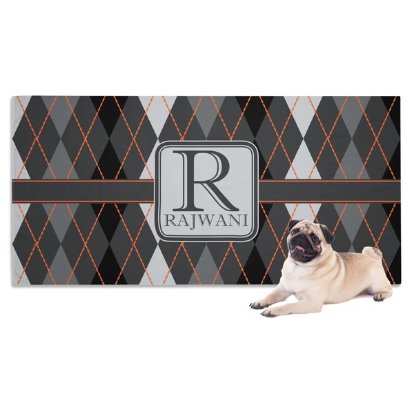 Custom Modern Chic Argyle Dog Towel (Personalized)
