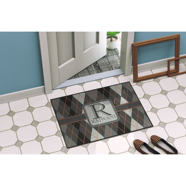Modern Chic Argyle Door Mat Lifestyle