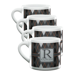Modern Chic Argyle Double Shot Espresso Cups - Set of 4 (Personalized)