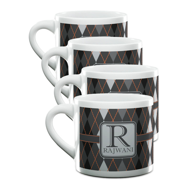 Custom Modern Chic Argyle Double Shot Espresso Cups - Set of 4 (Personalized)