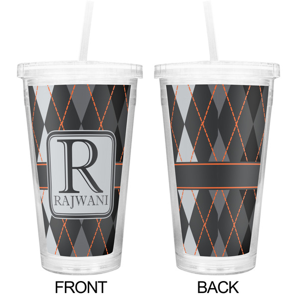 Modern Chic Argyle Double Wall Tumbler with Straw - Approval