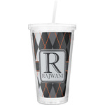 Modern Chic Argyle Double Wall Tumbler with Straw (Personalized)
